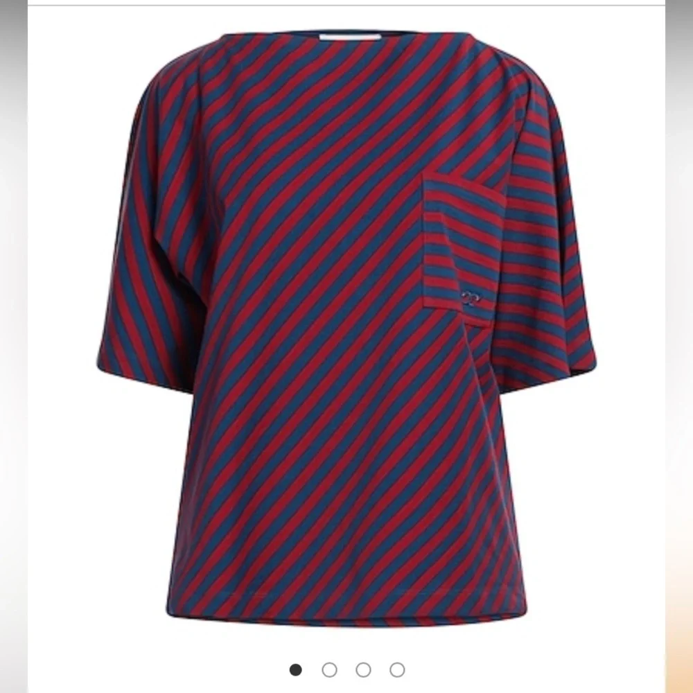 Tory Burch Logo-embroidered striped cotton-jersey T-shirt 258$ s NWOT oversized